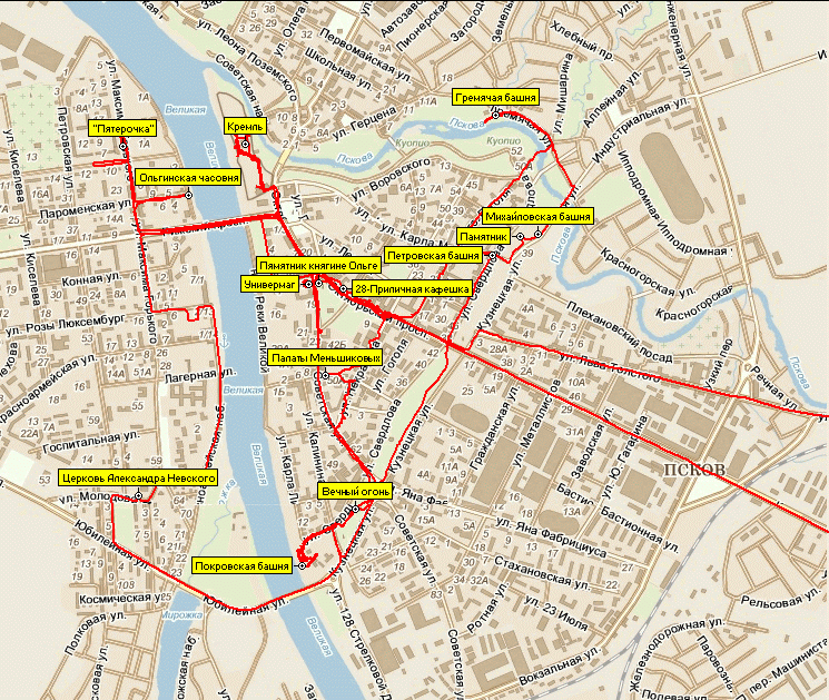 Карта псков центр